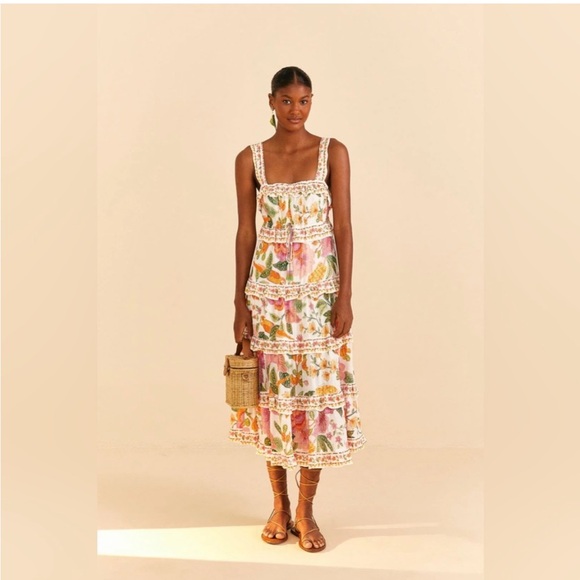 🥭FARM RIO Macaw Bloom Ruffle Tiered Sundress - Picture 4 of 9